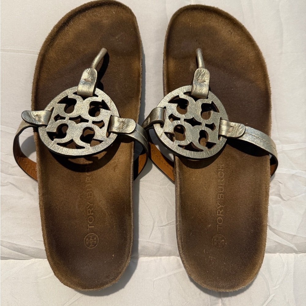 Tory Burch Metallic Silver Sandals